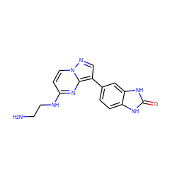 NCCNc1ccn2ncc(-c3ccc4[nH]c(=O)[nH]c4c3)c2n1 ZINC000096286357