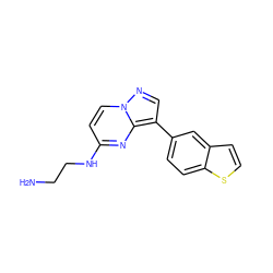 NCCNc1ccn2ncc(-c3ccc4sccc4c3)c2n1 ZINC000096286359