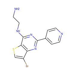 NCCNc1nc(-c2ccncc2)nc2c(Br)csc12 ZINC000223686471