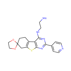 NCCNc1nc(-c2ccncc2)nc2sc3c(c12)CCC1(C3)OCCO1 ZINC000223673445