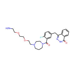 NCCOCCOCCN1CCCN(C(=O)c2cc(Cc3n[nH]c(=O)c4ccccc34)ccc2F)CC1 ZINC000169008294