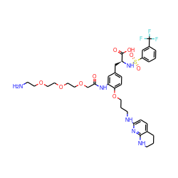 NCCOCCOCCOCC(=O)Nc1cc(C[C@H](NS(=O)(=O)c2cccc(C(F)(F)F)c2)C(=O)O)ccc1OCCCNc1ccc2c(n1)NCCC2 ZINC000095549049