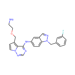 NCCOCc1ccn2ncnc(Nc3ccc4c(cnn4Cc4cccc(F)c4)c3)c12 ZINC000028901051