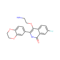 NCCOc1c(-c2ccc3c(c2)OCCO3)[nH]c(=O)c2cc(F)ccc12 ZINC000149298031