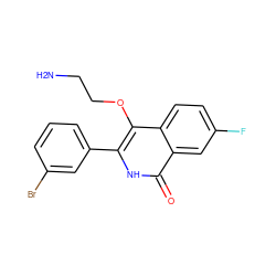 NCCOc1c(-c2cccc(Br)c2)[nH]c(=O)c2cc(F)ccc12 ZINC000149088598