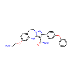 NCCOc1ccc2c(c1)Nc1c(C(N)=O)c(-c3ccc(Oc4ccccc4)cc3)nn1CC2 ZINC000045390031