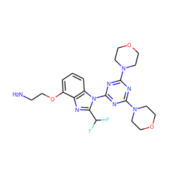 NCCOc1cccc2c1nc(C(F)F)n2-c1nc(N2CCOCC2)nc(N2CCOCC2)n1 ZINC000068246371