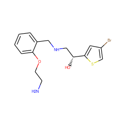 NCCOc1ccccc1CNC[C@@H](O)c1cc(Br)cs1 ZINC000014966855