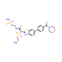 NCCS(=O)(=O)[C@@H](C(=O)NCCS(N)(=O)=O)c1nc2ccc(-c3ccc(C(=O)N4CCOCC4)cc3)cc2s1 ZINC000145482641