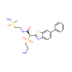 NCCS(=O)(=O)[C@@H](C(=O)NCCS(N)(=O)=O)c1nc2ccc(-c3ccccc3)cc2s1 ZINC000143955028