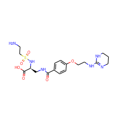 NCCS(=O)(=O)N[C@@H](CNC(=O)c1ccc(OCCNC2=NCCCN2)cc1)C(=O)O ZINC000038801469