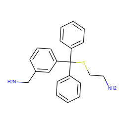 NCCSC(c1ccccc1)(c1ccccc1)c1cccc(CN)c1 ZINC000084597112