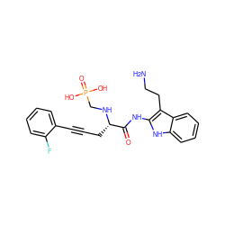 NCCc1c(NC(=O)[C@H](CC#Cc2ccccc2F)NCP(=O)(O)O)[nH]c2ccccc12 ZINC000029327033