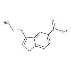 NCCc1c[nH]c2ccc(C(N)=O)cc12 ZINC000002539813