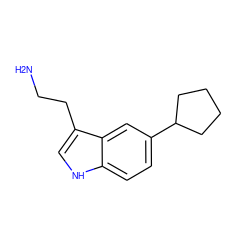 NCCc1c[nH]c2ccc(C3CCCC3)cc12 ZINC000013782885