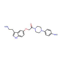 NCCc1c[nH]c2ccc(OCC(=O)N3CCN(c4ccc(N)cc4)CC3)cc12 ZINC000013743216