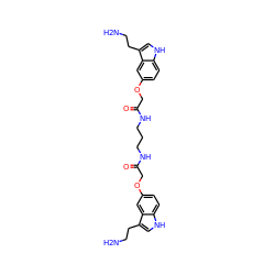 NCCc1c[nH]c2ccc(OCC(=O)NCCCNC(=O)COc3ccc4[nH]cc(CCN)c4c3)cc12 ZINC000013604980