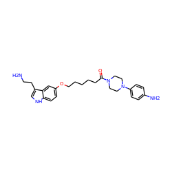 NCCc1c[nH]c2ccc(OCCCCCC(=O)N3CCN(c4ccc(N)cc4)CC3)cc12 ZINC000013743218