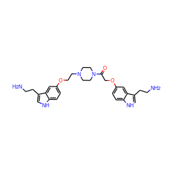 NCCc1c[nH]c2ccc(OCCN3CCN(C(=O)COc4ccc5[nH]cc(CCN)c5c4)CC3)cc12 ZINC000013604972