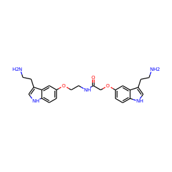 NCCc1c[nH]c2ccc(OCCNC(=O)COc3ccc4[nH]cc(CCN)c4c3)cc12 ZINC000013604976