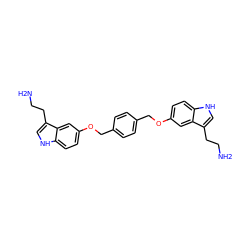 NCCc1c[nH]c2ccc(OCc3ccc(COc4ccc5[nH]cc(CCN)c5c4)cc3)cc12 ZINC000013604966