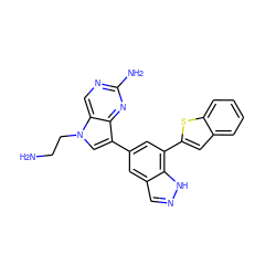 NCCn1cc(-c2cc(-c3cc4ccccc4s3)c3[nH]ncc3c2)c2nc(N)ncc21 ZINC000045335993