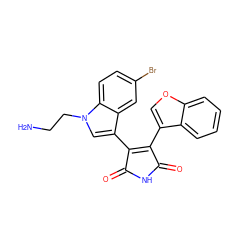 NCCn1cc(C2=C(c3coc4ccccc34)C(=O)NC2=O)c2cc(Br)ccc21 ZINC000096929137