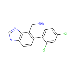 NCc1c(-c2ccc(Cl)cc2Cl)ccc2[nH]cnc12 ZINC000029124832