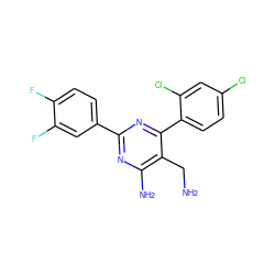 NCc1c(N)nc(-c2ccc(F)c(F)c2)nc1-c1ccc(Cl)cc1Cl ZINC000014948367