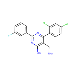 NCc1c(N)nc(-c2cccc(F)c2)nc1-c1ccc(Cl)cc1Cl ZINC000003817009