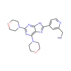 NCc1cc(-c2nc3c(N4CCOCC4)nc(N4CCOCC4)nc3[nH]2)ccn1 ZINC000146289603