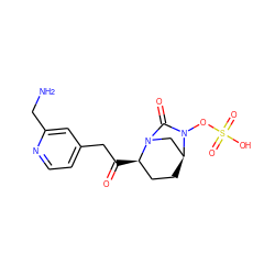 NCc1cc(CC(=O)[C@@H]2CC[C@H]3CN2C(=O)N3OS(=O)(=O)O)ccn1 ZINC000169694181