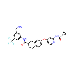 NCc1cc(NC(=O)[C@@H]2CCc3ccc(Oc4ccnc(NC(=O)C5CC5)c4)cc3C2)cc(C(F)(F)F)c1 ZINC000066112761