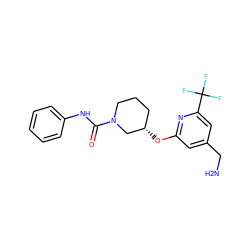 NCc1cc(O[C@H]2CCCN(C(=O)Nc3ccccc3)C2)nc(C(F)(F)F)c1 ZINC001772602588