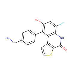 NCc1ccc(-c2c(O)cc(F)c3[nH]c(=O)c4sccc4c23)cc1 ZINC000149866289