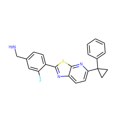 NCc1ccc(-c2nc3ccc(C4(c5ccccc5)CC4)nc3s2)c(F)c1 ZINC000082159994