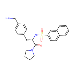 NCc1ccc(C[C@H](NS(=O)(=O)c2ccc3ccccc3c2)C(=O)N2CCCC2)cc1 ZINC000027858846