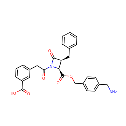 NCc1ccc(COC(=O)[C@@H]2[C@H](Cc3ccccc3)C(=O)N2C(=O)Cc2cccc(C(=O)O)c2)cc1 ZINC000029409800