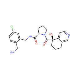 NCc1ccc(Cl)cc1CNC(=O)[C@@H]1CCCN1C(=O)[C@@]1(O)CCCc2cnccc21 ZINC001772632433