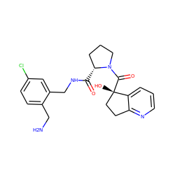 NCc1ccc(Cl)cc1CNC(=O)[C@@H]1CCCN1C(=O)[C@@]1(O)CCc2ncccc21 ZINC001772574785