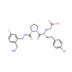 NCc1ccc(Cl)cc1CNC(=O)[C@@H]1CCCN1C(=O)[C@@H](CCc1ccc(O)cc1)NCC(=O)O ZINC000028706304