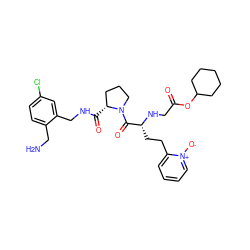 NCc1ccc(Cl)cc1CNC(=O)[C@@H]1CCCN1C(=O)[C@@H](CCc1cccc[n+]1[O-])NCC(=O)OC1CCCCC1 ZINC000028706290