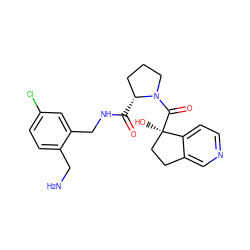 NCc1ccc(Cl)cc1CNC(=O)[C@@H]1CCCN1C(=O)[C@]1(O)CCc2cnccc21 ZINC000209411934