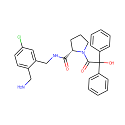 NCc1ccc(Cl)cc1CNC(=O)[C@@H]1CCCN1C(=O)C(O)(c1ccccc1)c1ccccc1 ZINC000013641415