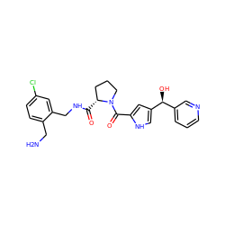 NCc1ccc(Cl)cc1CNC(=O)[C@@H]1CCCN1C(=O)c1cc([C@@H](O)c2cccnc2)c[nH]1 ZINC000209408128