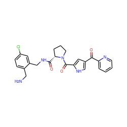 NCc1ccc(Cl)cc1CNC(=O)[C@@H]1CCCN1C(=O)c1cc(C(=O)c2ccccn2)c[nH]1 ZINC000209408211