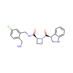 NCc1ccc(Cl)cc1CNC(=O)[C@@H]1CCN1C(=O)[C@@H]1CNc2ccccc21 ZINC000209414219