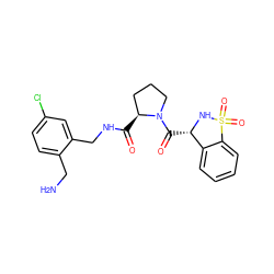 NCc1ccc(Cl)cc1CNC(=O)[C@H]1CCCN1C(=O)[C@@H]1NS(=O)(=O)c2ccccc21 ZINC001772606400