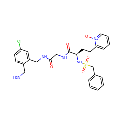 NCc1ccc(Cl)cc1CNC(=O)CNC(=O)[C@@H](CCc1cccc[n+]1[O-])NS(=O)(=O)Cc1ccccc1 ZINC000028706106