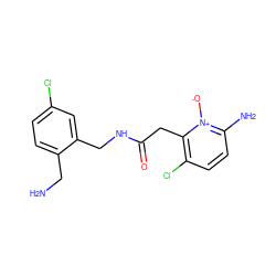 NCc1ccc(Cl)cc1CNC(=O)Cc1c(Cl)ccc(N)[n+]1[O-] ZINC000028524156